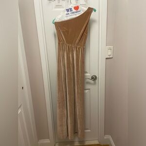 Baltic Born Tatiana Velvet One Shoulder Maxi Dress, Champagne, Small